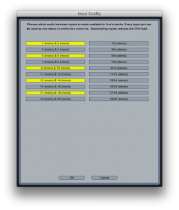 Ableton Live's input config