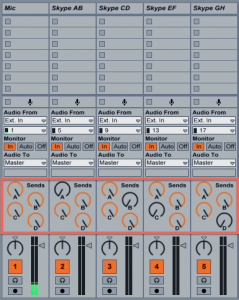 Send knobs in Live's input channels