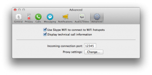 Skype's port settings